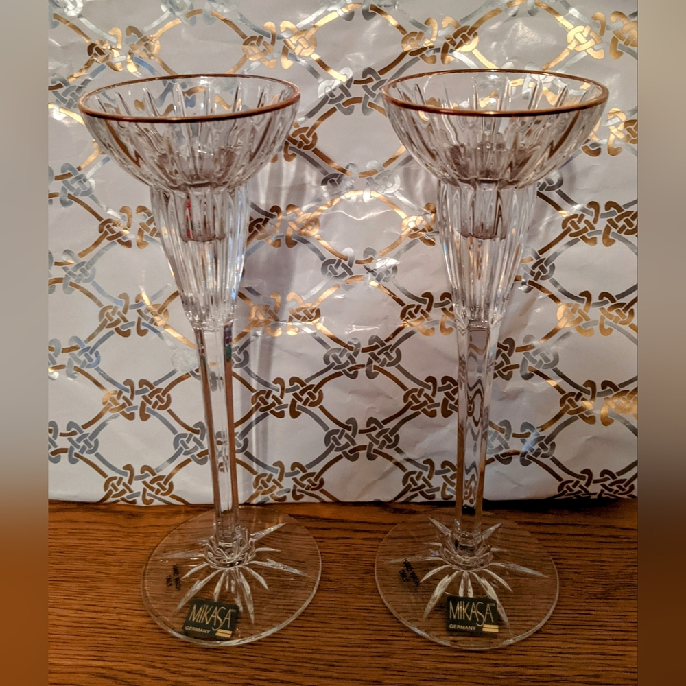 Mikasa Crystal Golden Tiara Candleholders